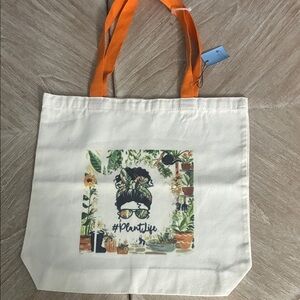 Stylish Canvas Tote Bag with Orange Handles